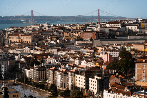 Lisboa cityscape, Portugal. Amazing view to the 25 of April bridge.