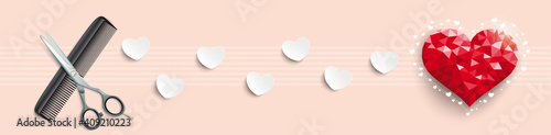 Low Poly Heart Valentine Scissors Comb Header