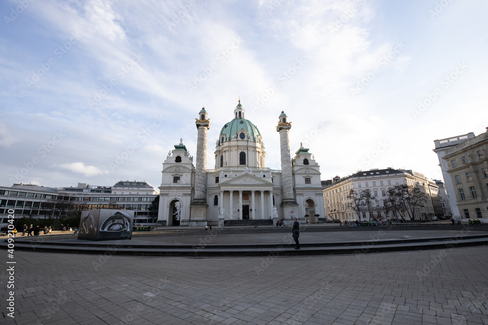 The famous Karlskirche in Vienna, Austria