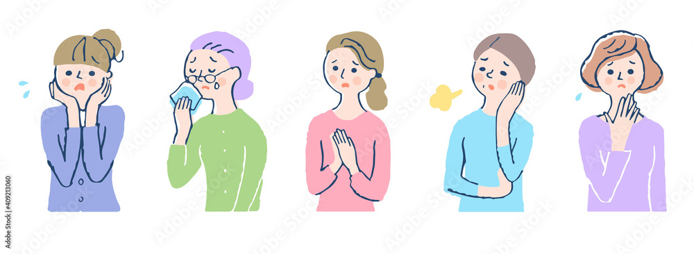 Fototapeta premium 困っている女性５人 セット