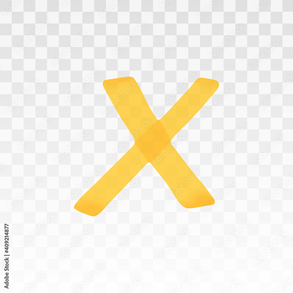 Obraz premium Orange highlighter cross isolated on transparent background. Marker pen highlight underline cross. Vector hand drawn graphic stylish element