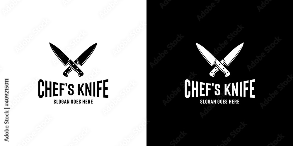 butcher knife logo design vector
