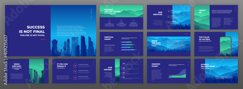 Creative powerpoint presentation templates set. Use for creative keynote presentation background, brochure design, website slider, landing page, annual report, company profile.