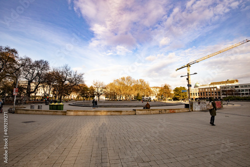 At the famous Karlsplatz in Vienna, Austria