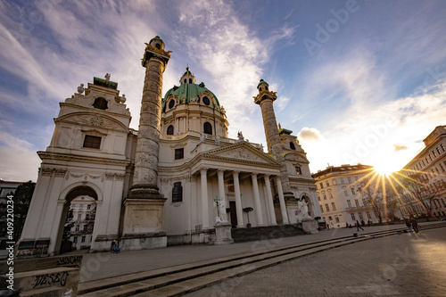 The famous Karlskirche in Vienna, Austria
