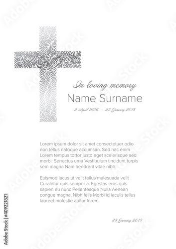 Funeral death notice card template
