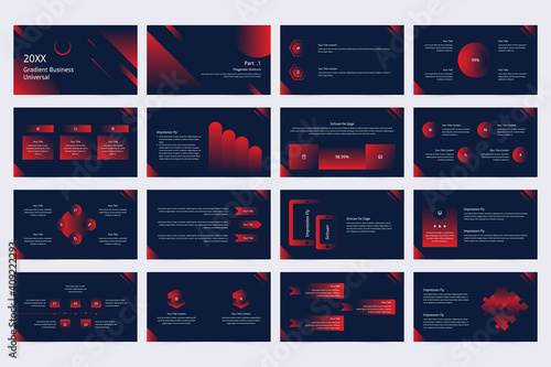 Gradient business universal presentation, promotional slide vector graphics