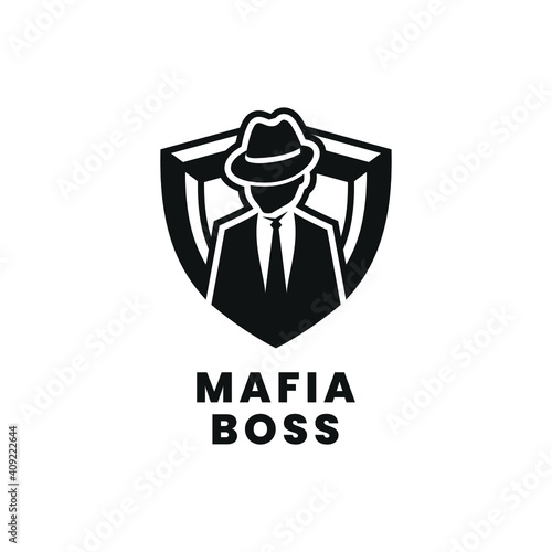 mafia boss logo vector modern simple flat design with black color