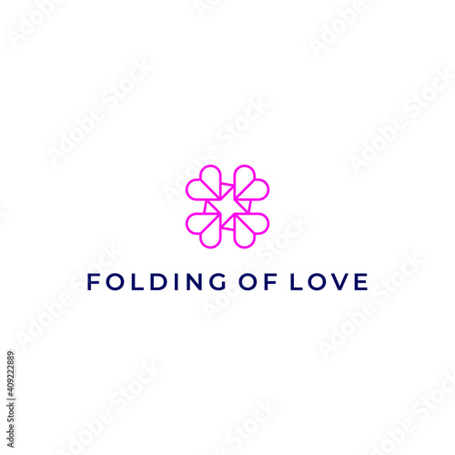 folding love logo vector modern simple circle concept