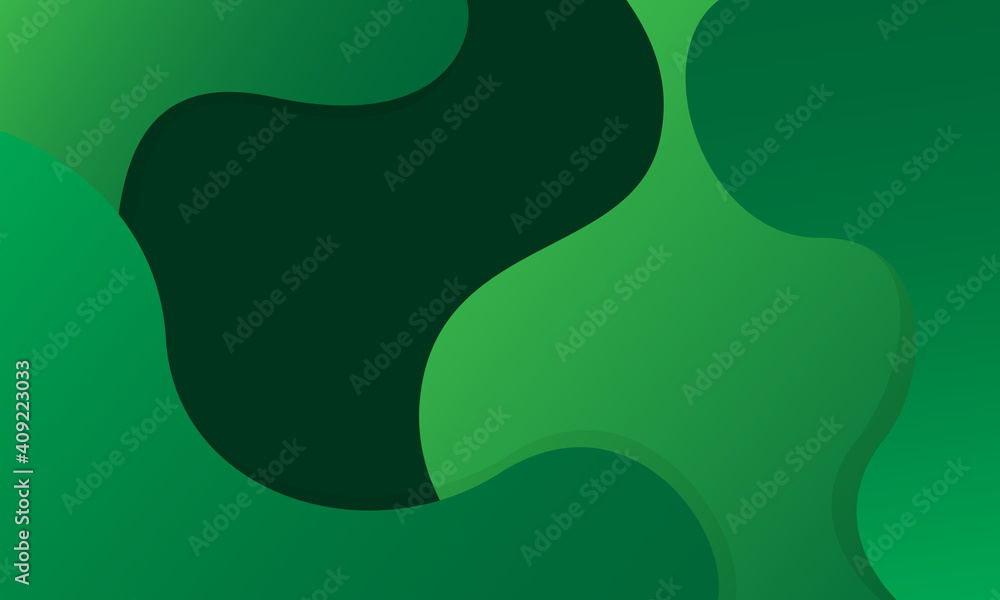 Liquid color background design. Green elements with fluid gradient. Dynamic shapes composition. Vector illustration