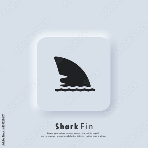 Shark fin icon. Take care concept. Shark fin logo. Vector. UI icon. Neumorphic UI UX white user interface web button. Neumorphism.