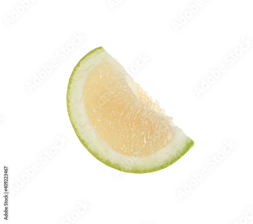 Slice of fresh ripe sweetie fruit isolated on white photo