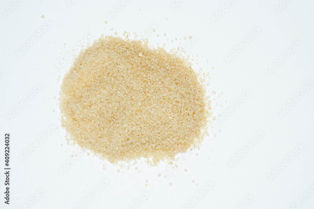 Brown sugar on white background. Copy space Brown sugar on white background. Copy space