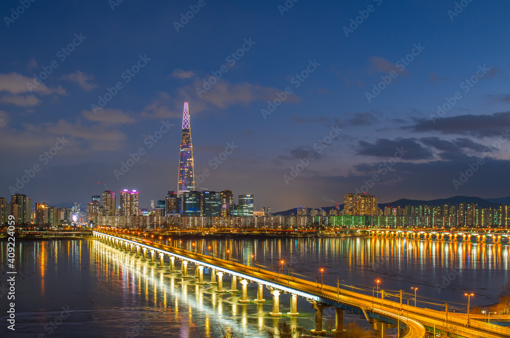 tower bridge at night ,Seoul South Korea
