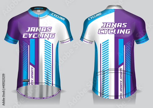 Jersey cycling template design uniform front and back view