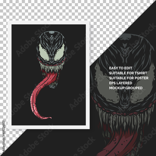 snake head illustration for tshirt and poster