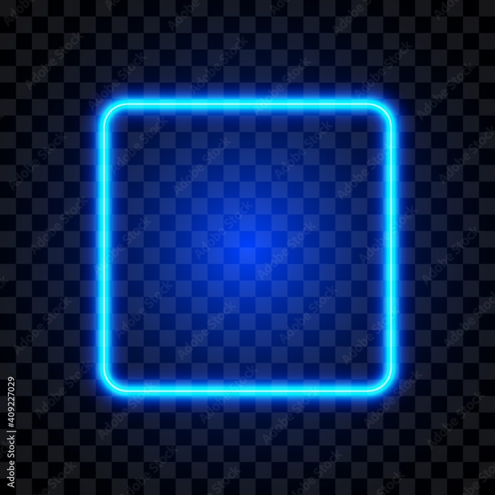 Neon blue square frame, isolated, vector illustration. - obrazy, fototapety, plakaty 