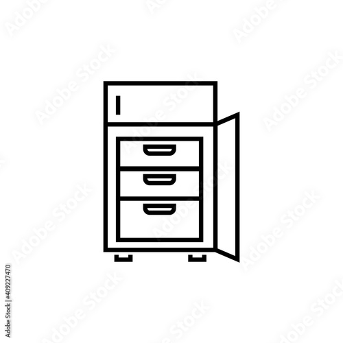 Fridge icon. Household equipment vector illustration. Isolated contour of refrigator on white background.