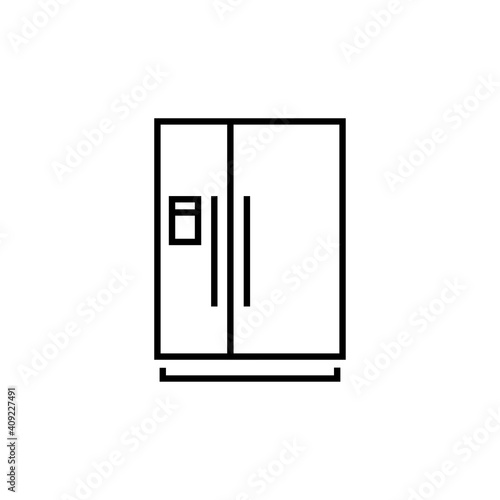 Fridge icon. Household equipment vector illustration. Isolated contour of refrigator on white background.