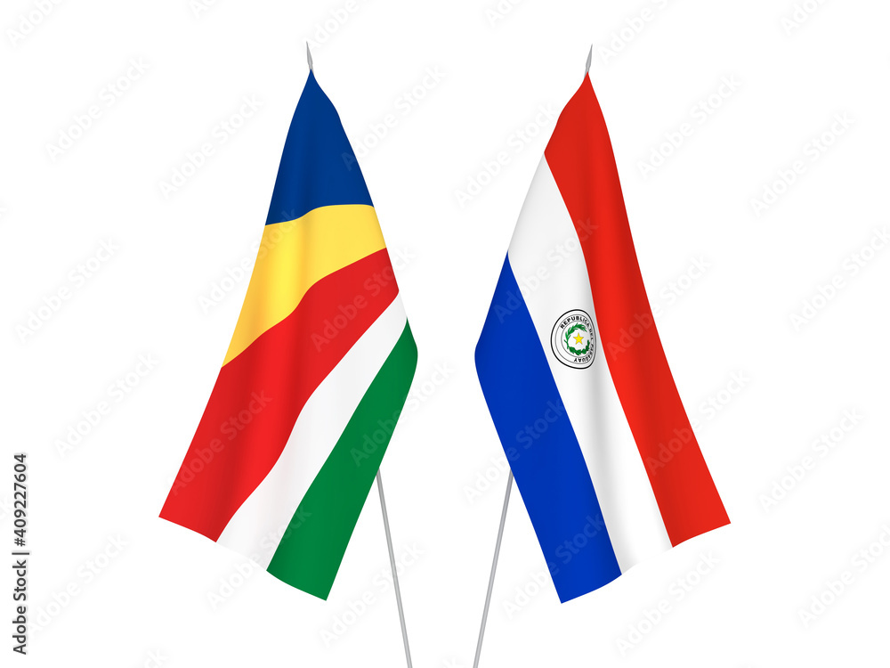 Seychelles and Paraguay flags