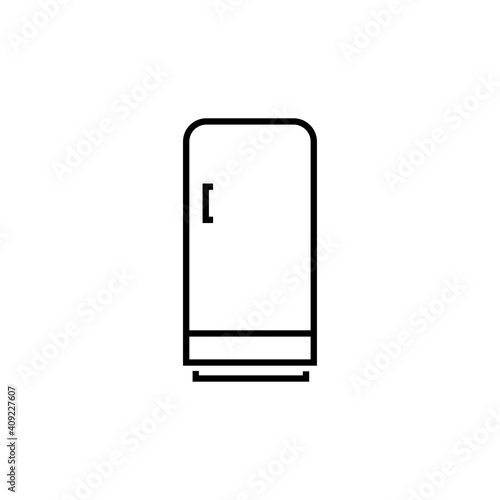 Fridge icon. Household equipment vector illustration. Isolated contour of refrigator on white background.