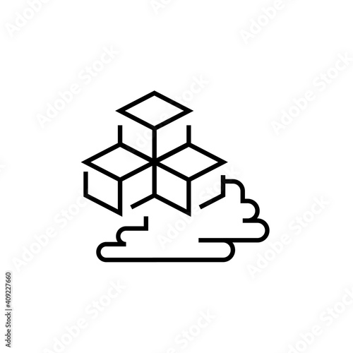 Ice cube icon. Freezer vector illustration. Isolated contour of melt on white background.