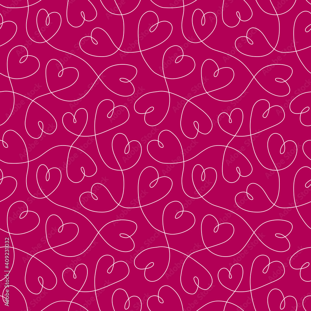 Continuous line hearts seamless pattern Continuous line hearts seamless pattern