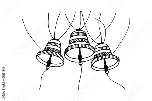 Bells. Vector stock illustration eps10. Hand drawing isolate on white background, outline. 
