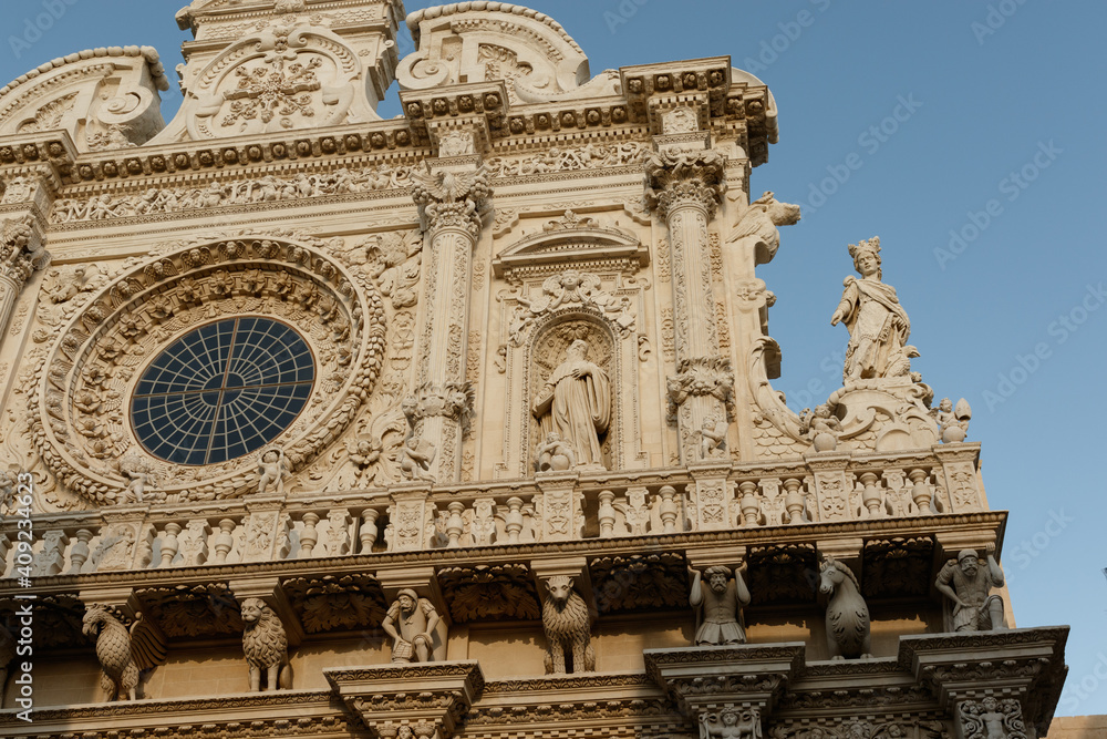 Exterior of the Church of the Holy Cross in Lecce, Apulia, Italy - Europe