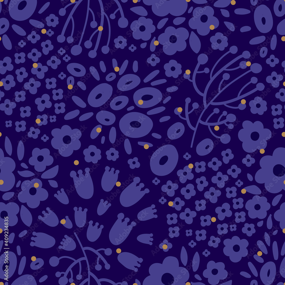 Fototapeta premium Cute floral seamless pattern with spring flower. Vintage flowers illustration. Template for fashion prints.