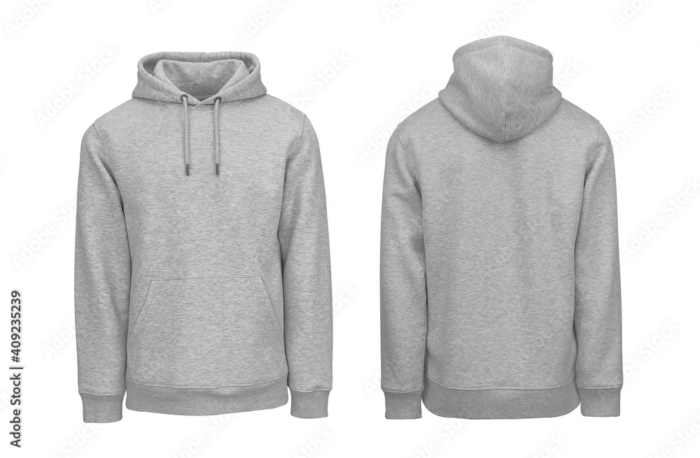 Add your own design. Heather Grey Pullover Hoodie cutout and