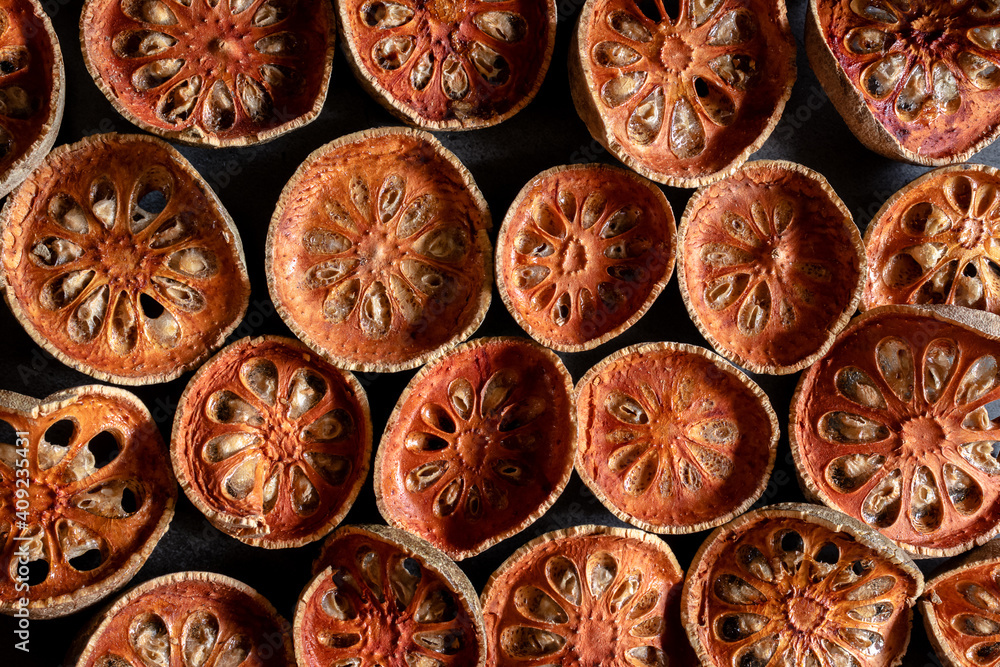Dried quince background Dried fruit pulp, healthy Dried quince background Dried fruit pulp, healthy