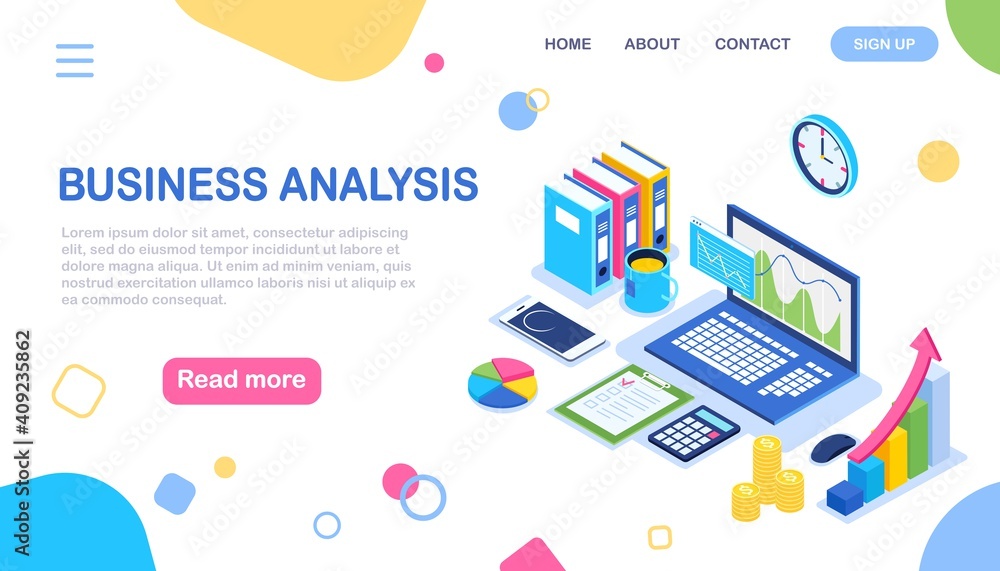 Data analysis. Digital financial reporting, seo, marketing. Business management, development. Vector illustration Data analysis. Digital financial reporting, seo, marketing. Business management, development. Vector illustration