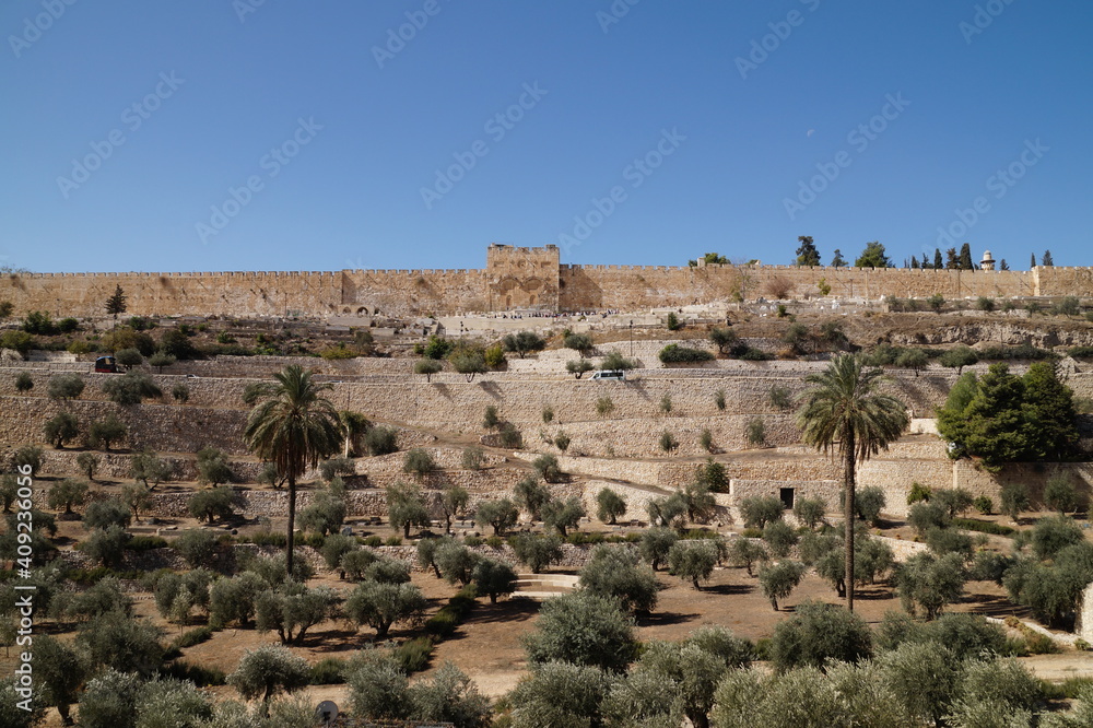 view of the walls of old jerusalem