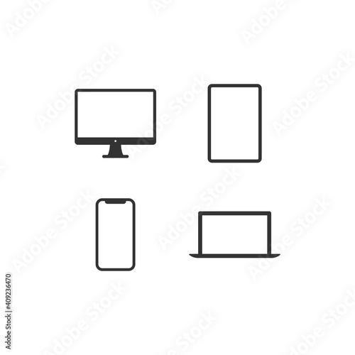 Smartphone, laptop, tablet, and computer icon. Gadget symbol modern, simple, vector, icon for website design, mobile app, ui. Vector Illustration
