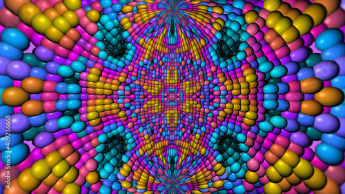 Abstract multi-colored background with a surface of spheres.
