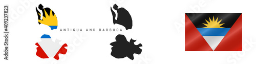 Antigua and Barbuda. Map with masked flag. Detailed silhouette. Waving flag. Vector illustration isolated on white. Free Download Antigua and Barbuda. Map with masked flag. Detailed silhouette. Waving flag. Vector illustration isolated on white. - GFXLoad