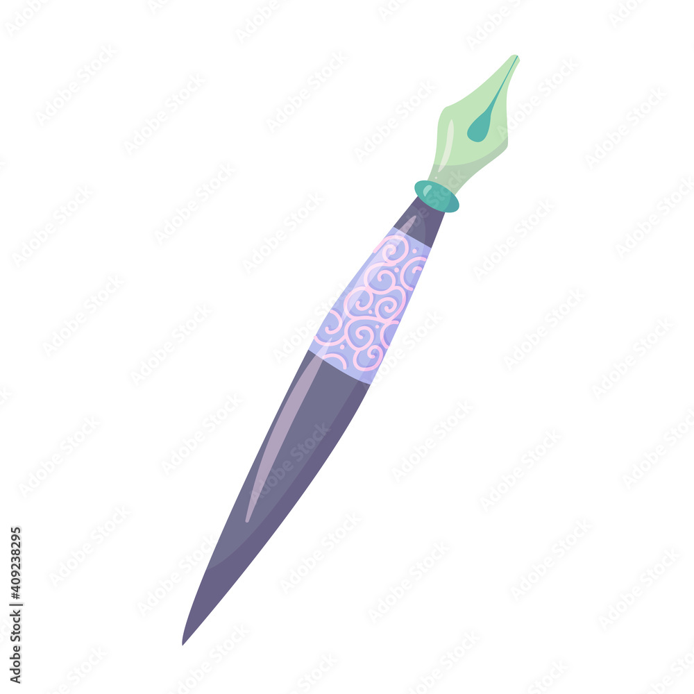 simple drawing of an old fountain pen with a pattern in doodle style vector illustration isolated on white background simple drawing of an old fountain pen with a pattern in doodle style vector illustration isolated on white background