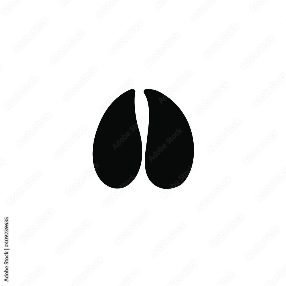 Vector hand drawn goat cow paw foot print isolated on white background Vector hand drawn goat cow paw foot print isolated on white background