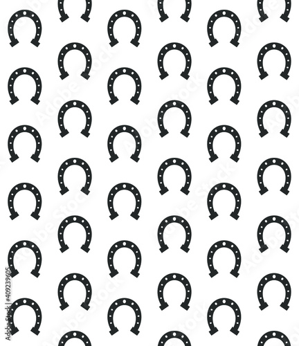 Vector seamless pattern of flat horse shoes isolated on white background