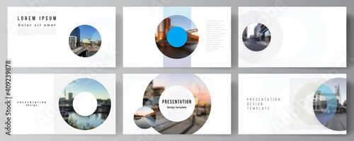 Vector layout of the presentation slides design business templates, multipurpose template for presentation brochure, cover. Background template with rounds, circles for IT, technology. Minimal style.