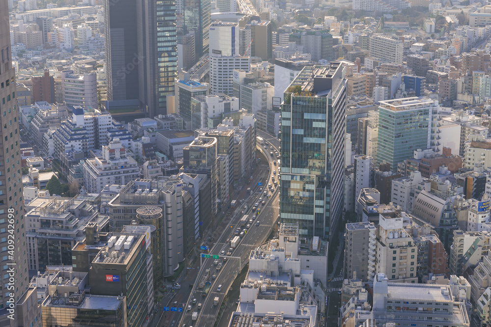 Fototapeta premium 東京都渋谷区から見た東京の夕景