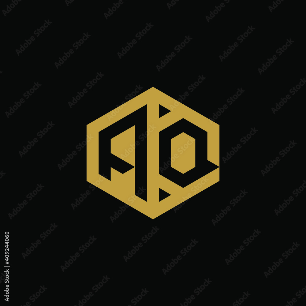 Initial letter AQ hexagon logo design vector Initial letter AQ hexagon logo design vector