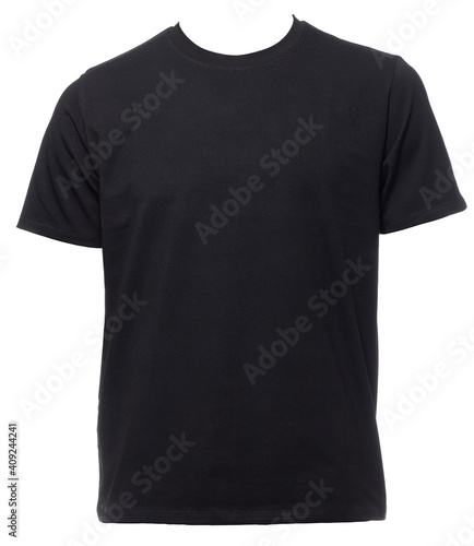 Black shortsleeve cotton tshirt template isolated