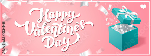 Love day vector horizontal banner or cover. Happy Valentine's day greeting wi...