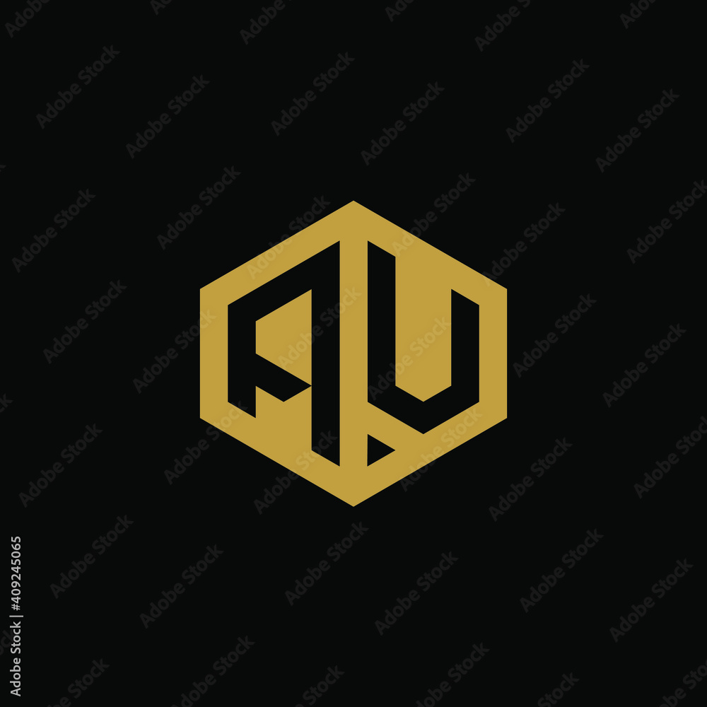 Initial letter AU hexagon logo design vector Initial letter AU hexagon logo design vector