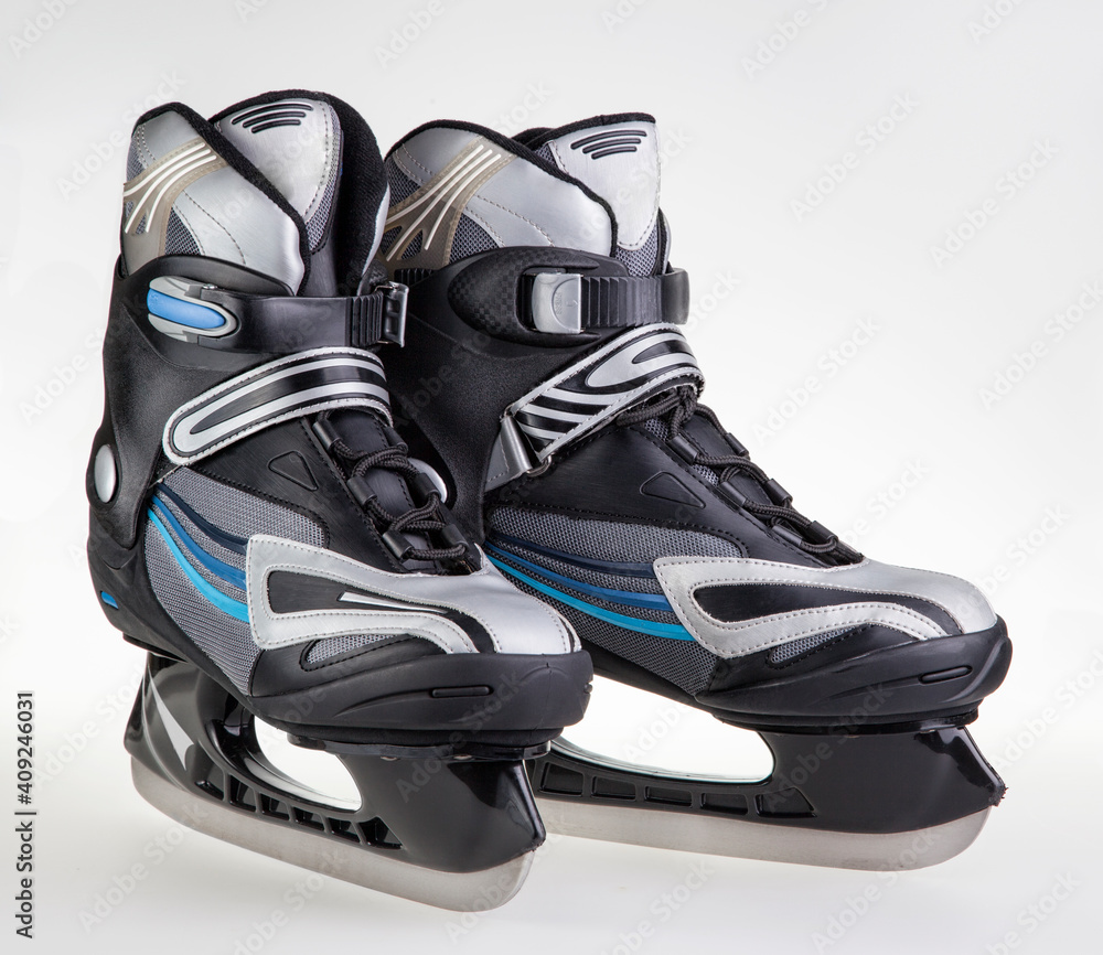 Man's hockey skates on white background Man's hockey skates on white background