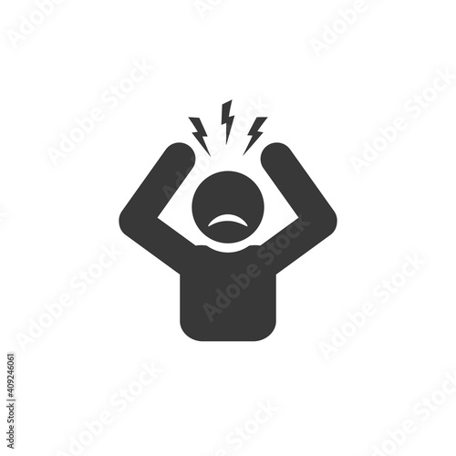 Headache glyph icon. Silhouette symbol. Anger and irritation. Frustration. Nervous tension. Aggression