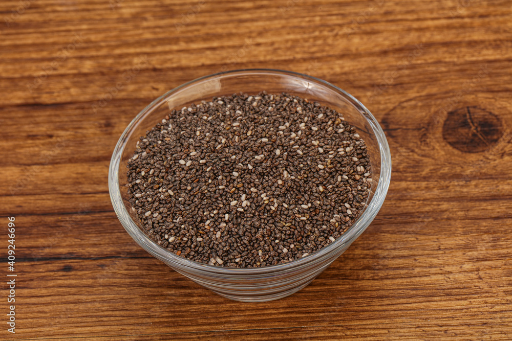 Seasoning chia seeds in the bowl Seasoning chia seeds in the bowl