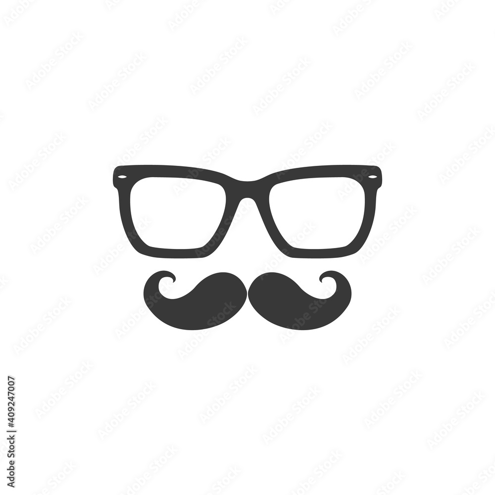 Mustache and Glasses sign icon. Black vector icon